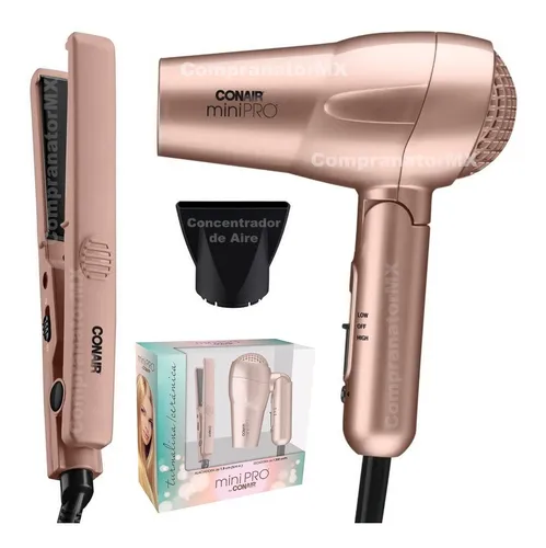 Kit Viaje Secadora Plegable Y Alaciadora Cabello Mini Conair