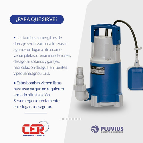 Bomba Desagote Sumergible Pluvius Sum L400 400w Agua Limpia