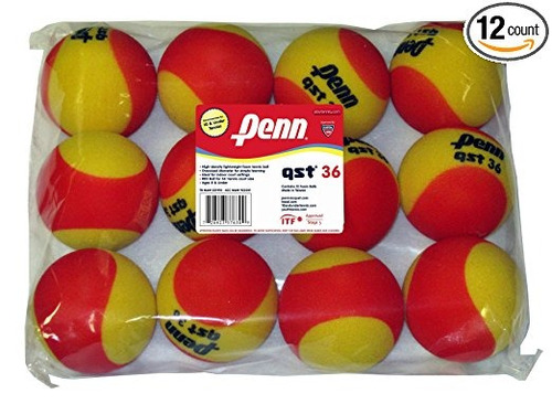 Penn Qst 36 Espuma De Color Rojo Pelotas De Tenis, 12 Bola P