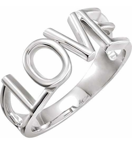 Anillos Bisutería - Solid Sterling Silver Love Ring In Size 