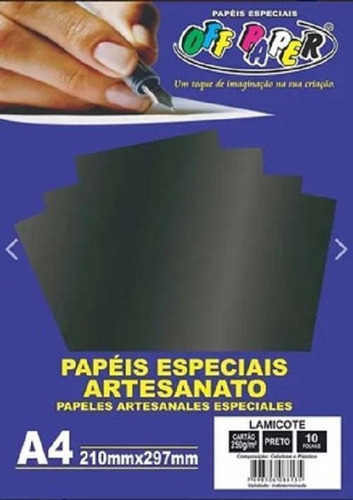 Papel Lamicote Preto A4 250g Ref: 10536