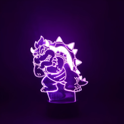 Lámpara 3d Bowser Super Mario Base Negra + Pilas