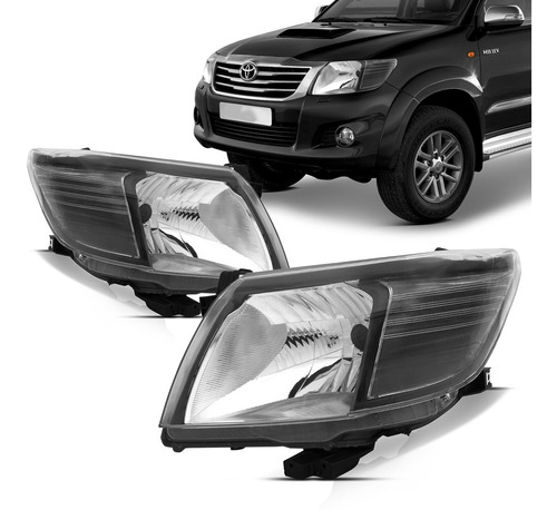 Farol Hilux 2012 2013 2014 2015 Foco Simples Máscara Negra