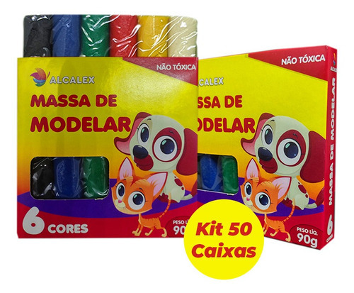 Kit C/50 Massinha Magix 6 Cores 90 G Cor Colorido