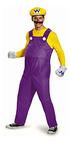 Disguise Men's Super Mario Wario Deluxe Costume, Yellow,