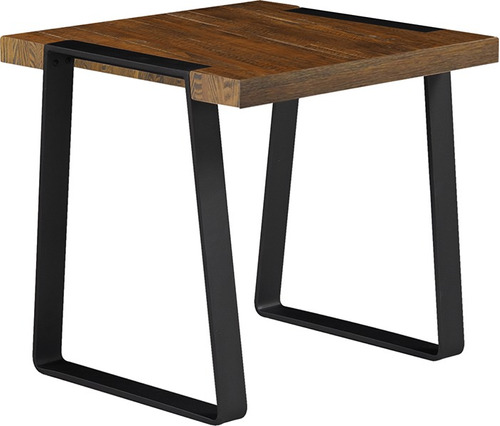 Mesa Lateral Marron Madera Y Metal Living Divino