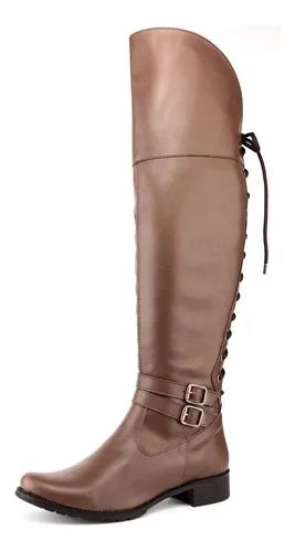 Bota Coturno Feminino Over The Knee Cano Longo Acima joelho