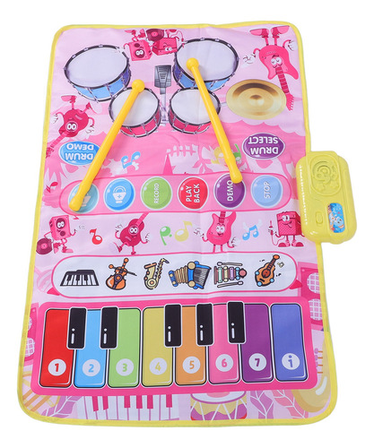 Alfombrilla Musical Pink Baby 2 En 1 Para Piano Y Batería, 1
