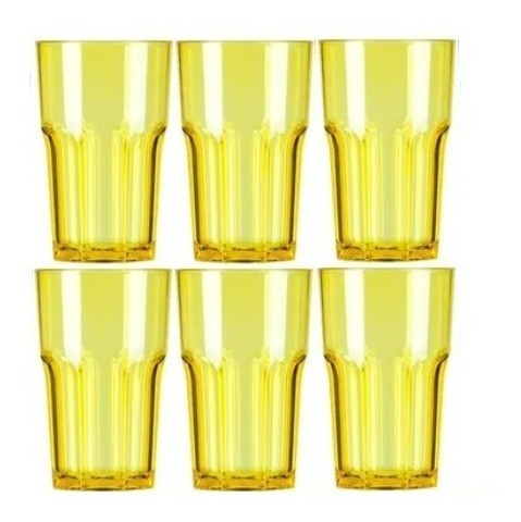 Vaso Policarbonato Irrompible Transparente Color Pack X6 Uni