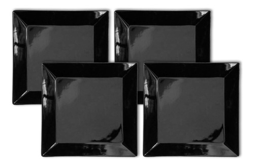 Set X4 Platos Hondos 20cm Fuente Porcelana Negro Oxford Bz3