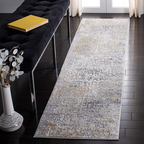 Alfombra Abstracta Moderna 2 X 6 Pie Color Beige Gris