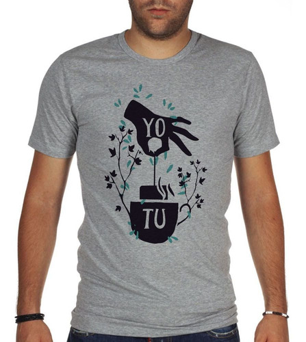 Remera De Hombre Yo Y Tu Mano Taza Cafe Ramas