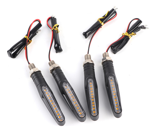 4x Universal Negro Motocicleta 12 Led Indicadores De Señal