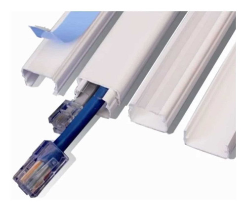 Canaleta Branca 20x10x2000mm Pvc Rígido Com Fita Dupla Face