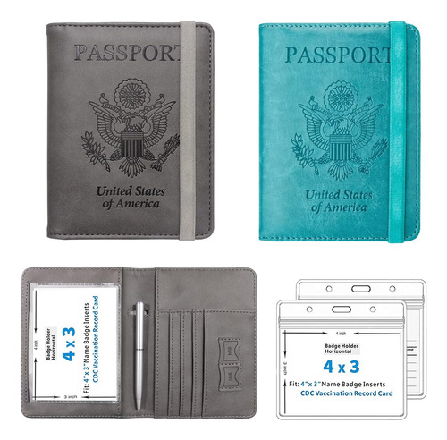 Paquete De 2 Fundas Para Pasaporte Y Tarjetero De Vacunas Wa