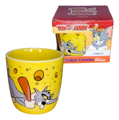 Caneca Cerâmica Geek Tom E Jerry Colecionáveis 350ml Cor Amarelo