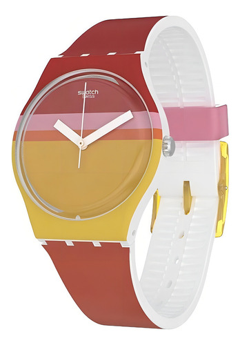 Reloj Swatch Roug'heure Gw198 Color de la correa Rojo y Amarillo Color del bisel $$$ Color del fondo