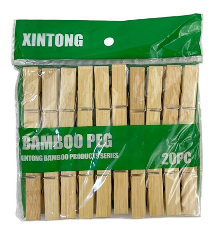 20 Perros De Ropa Pinza Bambú Colgadores Lavandería 6x1cm