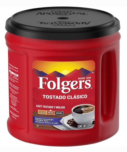 Café Tostado Y Molido Folgers Tostado Clásico De 876 Grs