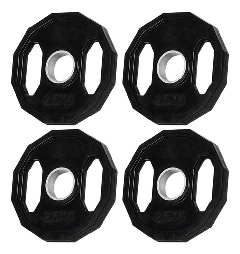 Disco Para Pesas  Get Fit  Get Fit Oly  De 2.5kg  De Goma  Tipo Bumper  Color Negro  Pack X 4 Unidades