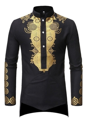 Yo) Men's Shirt Long Sleeve African Style Print