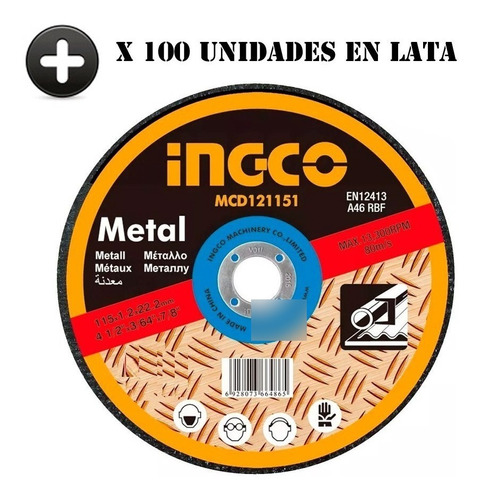 Set 10 Latas Total 100 Discos 1.2m Corte Metal Amoladora 4½ 