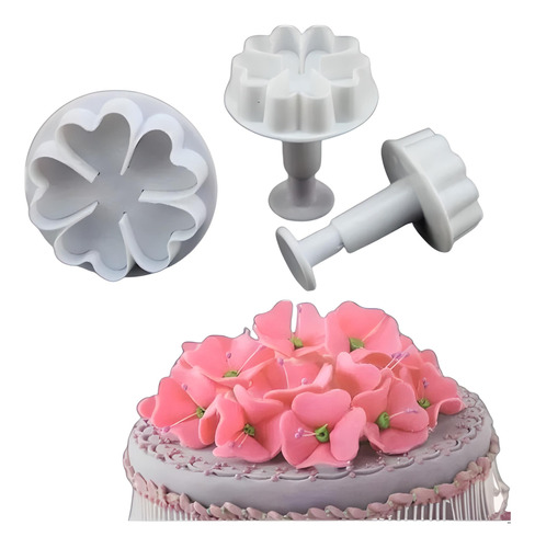 Set Cortadores Con Pulsador Para Fondant Flor Trébol