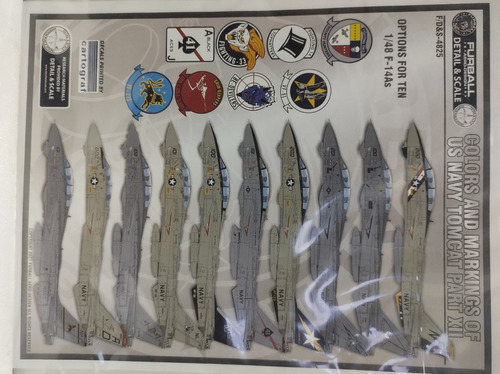 1/48 Folha Decal F-14 Tomcat Furball Faz 2 Modelos Completos