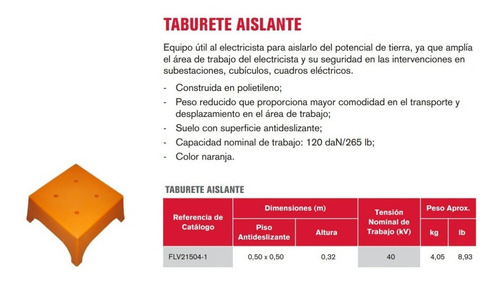 Banqueta Aislante Mca. Ritz