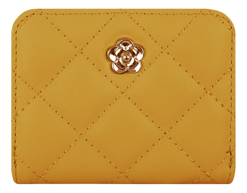 Cartera Para Dama Mini Un Cierre Textura Bordado A-7 Color Amarillo - Yl Mob-01