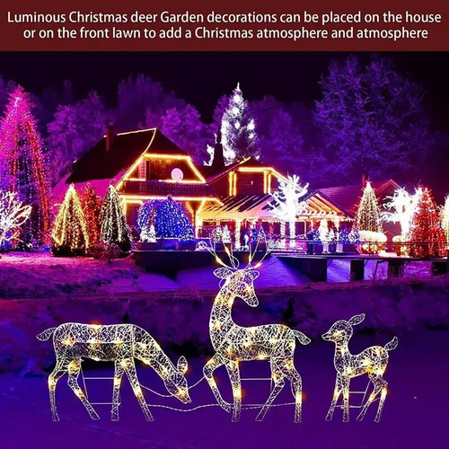 Kit De Renos Con Forma De Adorno Navideño Led, 3 Piezas