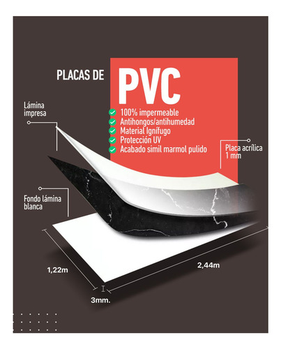 Placa Revestimiento Pvc Marquina Soft 1,22 X 2,44 3mm