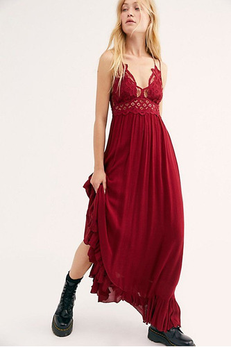 Vestido Modelo Adella Maxi De Free People En Rojo Oscuro