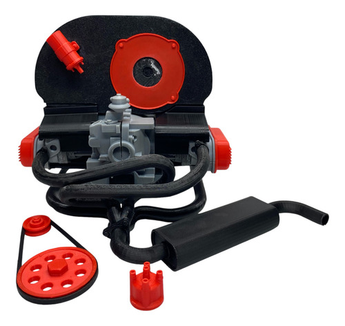 Motor De Vocho Escala 1:4 Impreso 3d Armable Tipo Lego Rojo