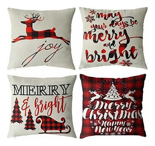 Tgood Decoraciones Navideñas Fundas De Almohada Navideñ