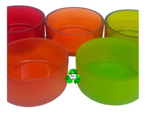Recipientes P/ Veladoras De Colores Vidrio 11.5x5cm Paq 36pz