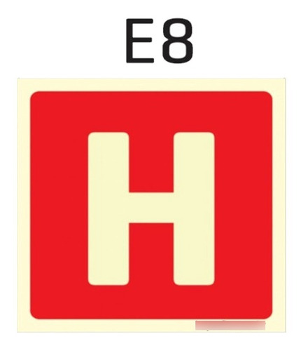 Placa Sinalização Hidrante (h) E8 15x15 Fotoluminescente