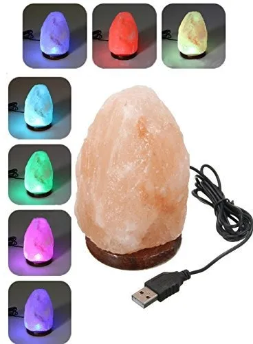 Lámpara De Sal Del Himalaya Con Led De Colores.