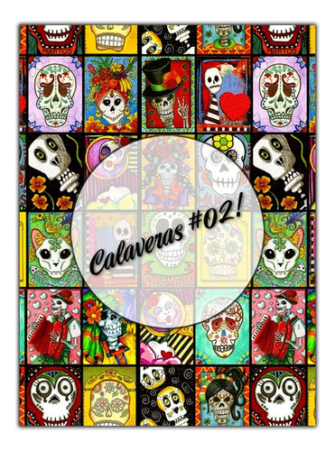 Calaveras #02!  Lámina Decoupage Autoadhesiva 30 X 42 Cm