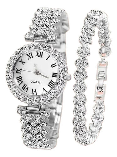 Reloj De Dama En Acero Y Brillante Con Brazalete Elegante