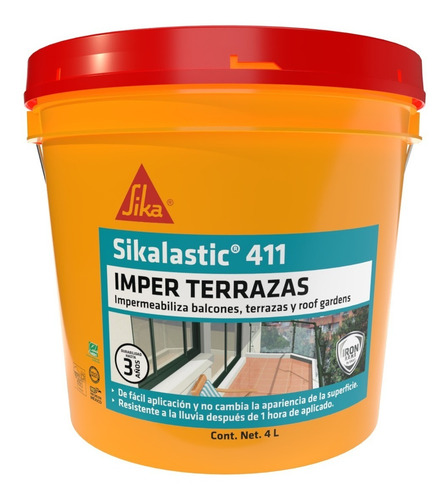 Sika Sikalastic 411 Impermeabilizante Balcones Terrazas 4lts