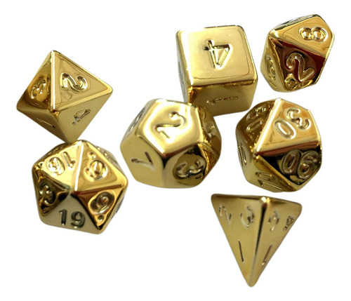 2 X 7x Dados De Varios Lados D4-d20 Juego De Dados Dorado