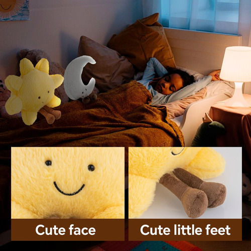 Hu 2x Peluche Sol Y Luna, Almohada Suave De 12 For Niños,