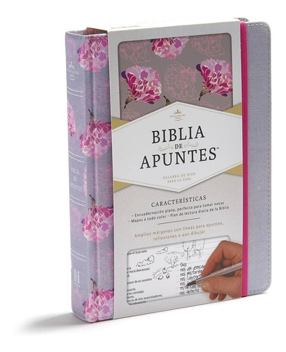 Biblia De Apuntes Mujer Rv60 Gris Floreado