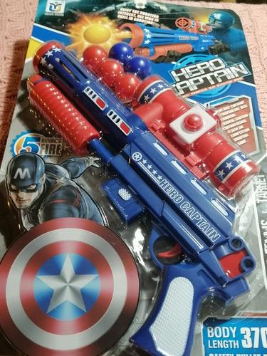 Imagen 3 de 9 de Arma Capitán América Lanza Pelotas. 37 Cm.