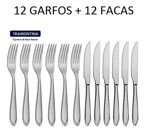 24 Peças Garfos E Facas Inox Tramontina Laguna Talheres Inox - EDKAZA  COMERCIO DE VARIEDADES LTDA