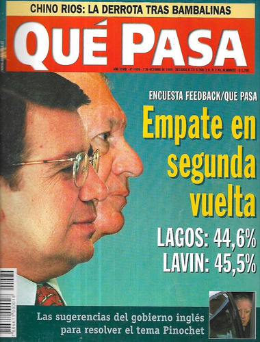 Revista Qué Pasa 1486 / 2 Octubre 1998 / Empate Lagos Lavín