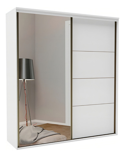 Guarda-roupa Casal Eleganza 2 Portas 6 Gavetas Com Espelho Cor Branco