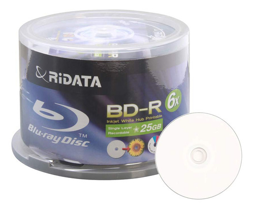 50 unidades de Blu-ray Ridata imprimibles, 25 GB, 135 minutos, 6 x Ritek