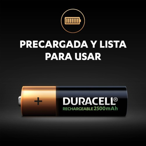 Imagen 4 de 5 de Pila Recargable Duracell Tamaño Aa 4 Unidades 2500 Mah